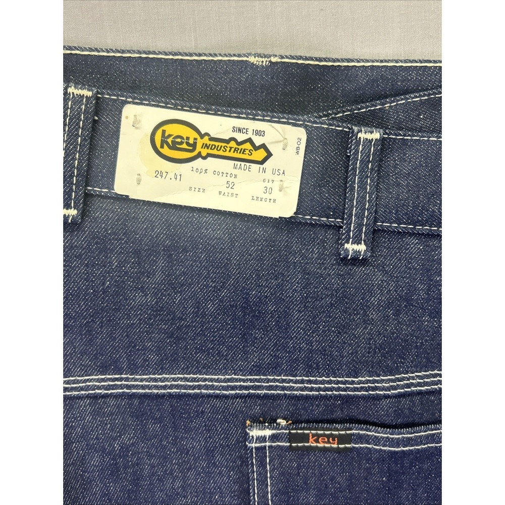 KEY Industries Jeans Men’s 52x30 NWT Dark Wash Workwear NOS VTG Raw Denim USA